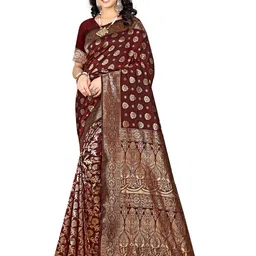 KALINI Woven Design Zari Silk Blend Kanjeevaram Saree-image-54