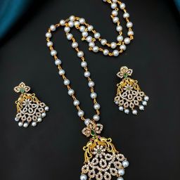 Rujve Jewellery Gold-Plated Stone-Studded & Beaded Jewellery Set-image-41