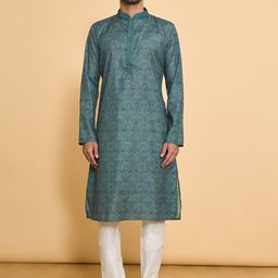 Arihant Rai Sinha Ethnci Motifs Printed Mandarin Collar Straight Kurta With Churidar-image-17