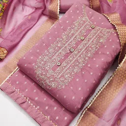 Riti Ethnic Motifs Zari Embellished Unstitched Dress Material-image-3