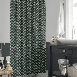 ArtzFolio Grey and Green Geometric Printed Waterproof Shower Curtain-image-22