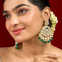 TEEJH Gold-Plated Classic Artificial Stone Studded Chandbalis Earrings-36