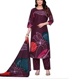 PARVOTSAV Purple Cotton Blend Kurta Sets-image-40