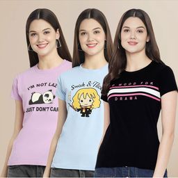 Metronaut Women Set of 3 Printed T-shirts-image-42