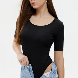 TRENDY ERA Round Neck Short Sleeves Bodysuit-picture-10