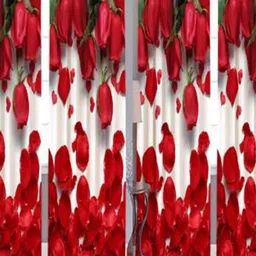 BELLA TRUE Red And White 4 Pieces Floral Printed Black Out Door Curtains-5