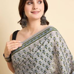 Anouk Rustic Floral Block Print Saree image 3