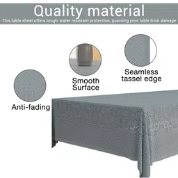 RUBOXA Grey Set of 2 Floral Waterproof Plastic 6-Seater Table Cover image 4