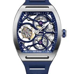 ZEROO Unisex Skeleton Dial & Leather Bracelet Style Straps Analogue Watch ZT004SBL-6