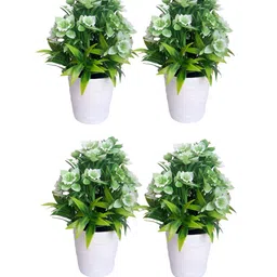 PROKART White & Green 4 Pieces Orchid Artificial Flowers With Pot-picture-15