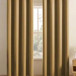 LINENWALAS Happy Sleeping Gold-Toned 2 Pieces Black Out Long Door Curtain-38