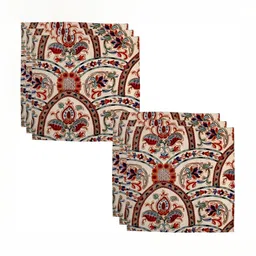 BILBERRY Furnishing by preeti grover 6-Pcs Beige & Brown Printed Cotton Table Napkins-13