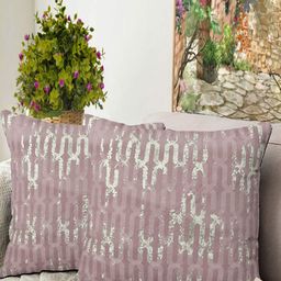 Blue Grass Pink & Grey Set Of 2 Abstract Velvet Square Cushion Covers-image-19