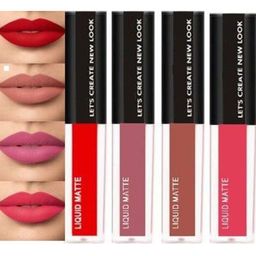 SUNISA Set Of 4 Long Lasting Matte Liquid Lipsticks - 4 ml Each- Red- Mauve- Brown- Pink-14