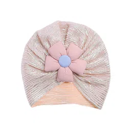 THE LITTLE LOOKERS Kids Soft Hosiery Turban Flower Bow Cap-image-93