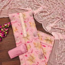 DIVASTRI Floral Embroidered Sequinned Organza Unstitched Dress Material-image-42