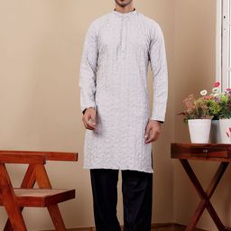 Rawayi Men Geometric Striped Gotta Patti Kurta-image-30