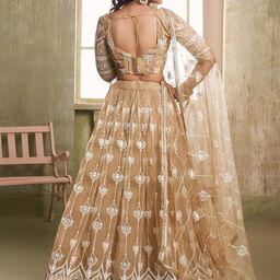 FABPIXEL Embroidered Sequinned Semi-Stitched Lehenga & Unstitched Blouse With Dupatta image 3