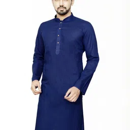 Men Solid Straight Kurta (Dark Blue)-52