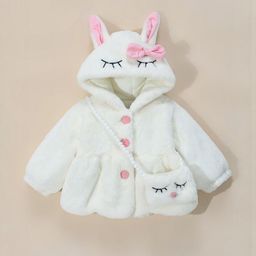 Hopscotch Girls Bow & Bunny Hooded Fur Front Open Jacket-picture-20