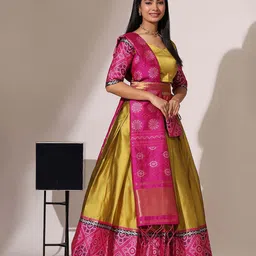 Fabcartz Printed Semi-Stitched Lehenga & Unstitched Blouse With Dupatta image 5