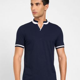 Peregrine by Pantaloons Men Solid Mandarin Collar Slim Fit T-shirt-picture-43