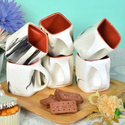 FABINALIV Red Solid Ceramic Matte Cups Set of Cups and Mugs image 2