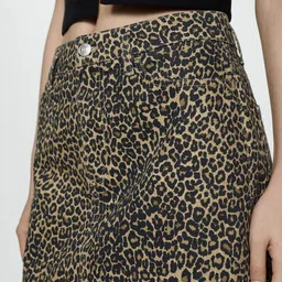 MANGO Animal Print Denim Mini Skirt-image-48