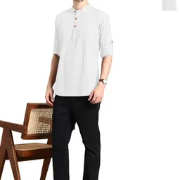 AMRIT TOP WEAR Selection Of 2 Mandarin Collar Cotton Straight Kurtas-picture-44