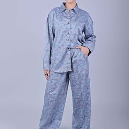 BLUEBIRD Printed Shirt With Palazzos Co-Ords-image-81
