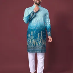 Leipzig Fashion Ethnic Motifs Printed Mandarin Collar Straight Kurta-picture-5