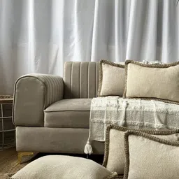 EXPORT HOUSE Beige 5 Pieces Solid Cotton Rectangle Cushion Covers-2