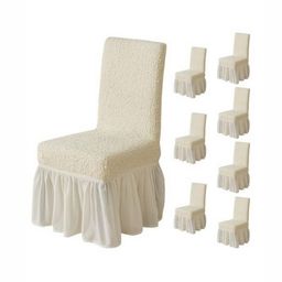 HOUSE OF QUIRK 8-Pcs Grey 450 GSM Removable & Washable Dining Chair Covers-13
