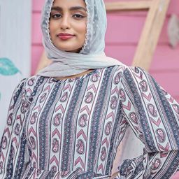 SARINKU Paisley Printed Fit & Flare Abaya Maxi Dress-image-71