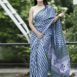 KALINI bagru floral printed saree with blouse piece-image-5