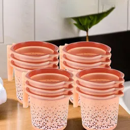 Kuber Industries Beige & Brown 12 Pieces Geometric Printed Lightweight Mugs 1.5 L Each-5