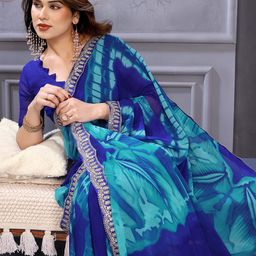 Nirmohi Fashion Tie and Dye Embroidered Pure Georgette Saree-image-28