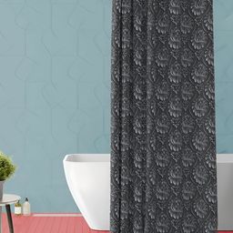 ArtzFolio Grey and Black Ethnic Motifs Printed Waterproof Shower Curtain-image-44