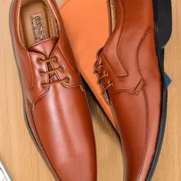 Aaeshu Men Tan Solid Lace-Up Synthetic Leather Derbys-picture-12