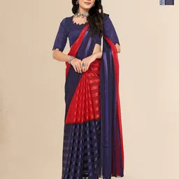 Moda Rapido Set of 2 Striped Printed Satin Sarees with Blouse Piece-image-69