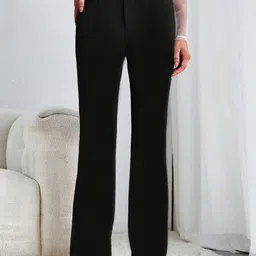 BAESD Women Relaxed Straight Leg High-Rise Trousers-image-78