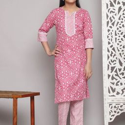 Bholukart Girls Floral Printed Kurta with Trousers-image-41