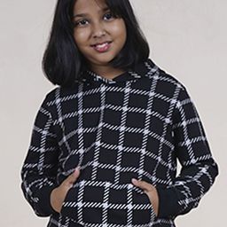KiddoPanti Girls Checked Printed Hooded Pullover Sweatshirt-image-96