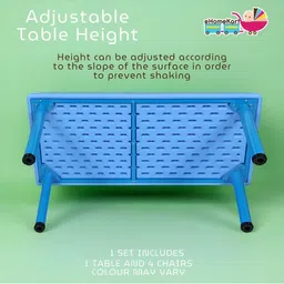 eHomeKart Kids Rectangle Plastic Table With Set Of 5 Chairs image 2