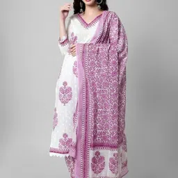 KALINI Women Floral Printed Regular Pure Cotton Kurta with Salwar & With Dupatta-40