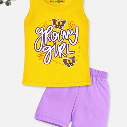 YK X Trampoline Girls Printed Round Neck T-shirt With Shorts-image-89