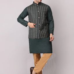 Voniry Men Ethnic Motifs Embroidered Regular Kurta with Pyjamas-picture-28