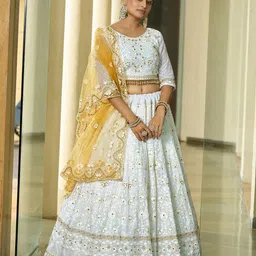 Warthy Ent Embroidered Thread Work Semi-Stitched Lehenga & Unstitched Blouse With Dupatta-picture-10