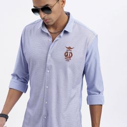 SHOWOFF Men Standard Spread Collar Vertical Striped Cotton Slim Fit Casual Shirt-image-79