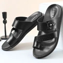 BIZORA Men Black Comfort Slip-On Sandals-picture-29
